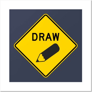 MUTCD W3-6 Draw Bridge with Pencil Sign Posters and Art